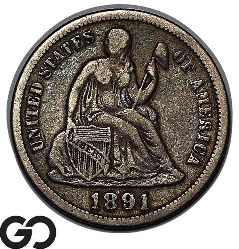 1891 Seated Liberty Dime, Choice VF++/XF