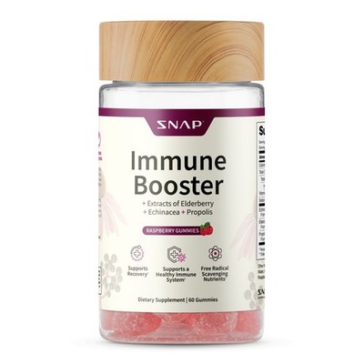 Organic Elderberry Gummies Chews Immune Support Supplement with Vitamin C - 60ct