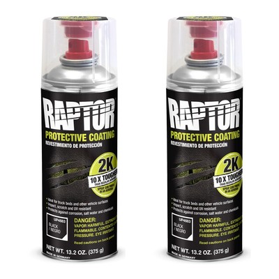 U-Pol 4883 Raptor 2K Aerosol Truck Bedliner Protective Coating - Black, 2-Pack
