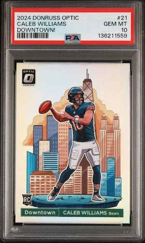 Caleb Williams Rookie Downtown SSP PSA 10 GEM MINT 2024 Donruss Optic #21 RC