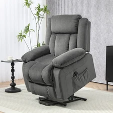 Power Lift Recliner Chair with Massage and Heat, for Elderly, Gray