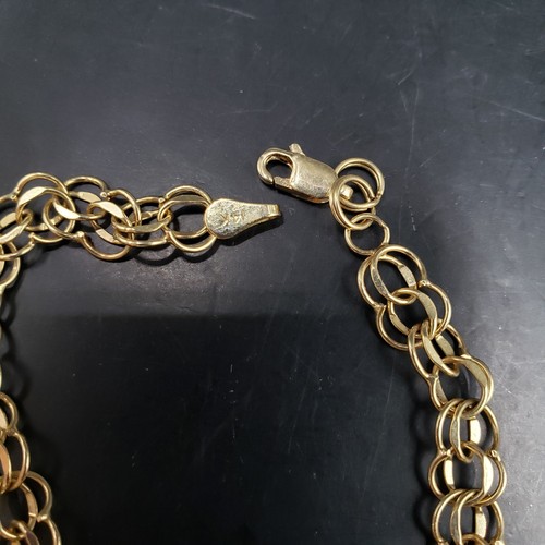 Bracciale oro 14 kt lucido doppio anello 7" charm 6,3g - Foto 4 di 8
