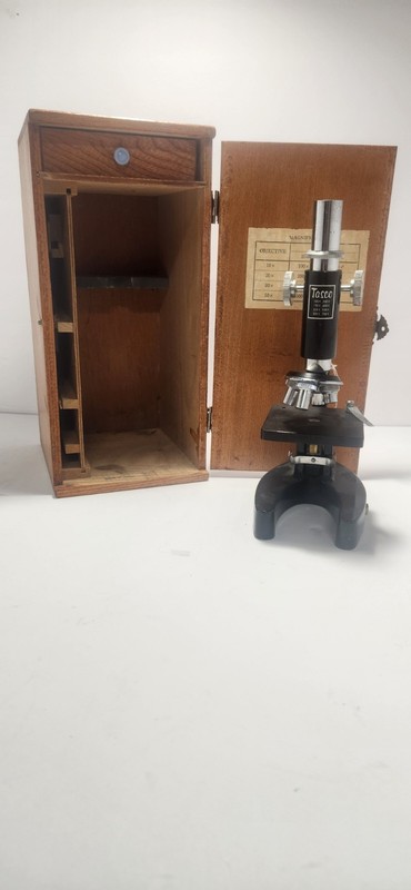 Tasco Microscope with Wooden Storage Case, Accessory Set and Storage Box