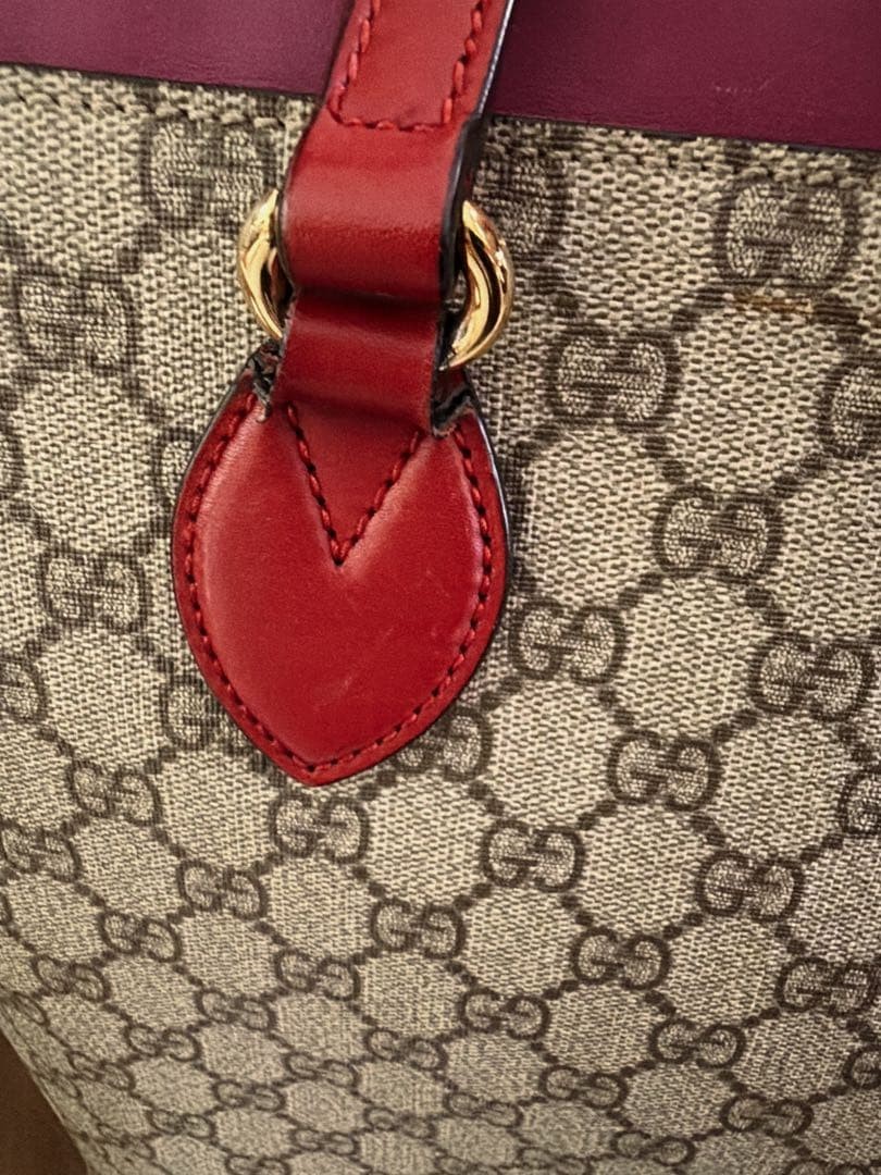 GUCCI GG Pattern Tote Bag Leather Pink Red Authentic Used Excellent Condition thumbnail 12