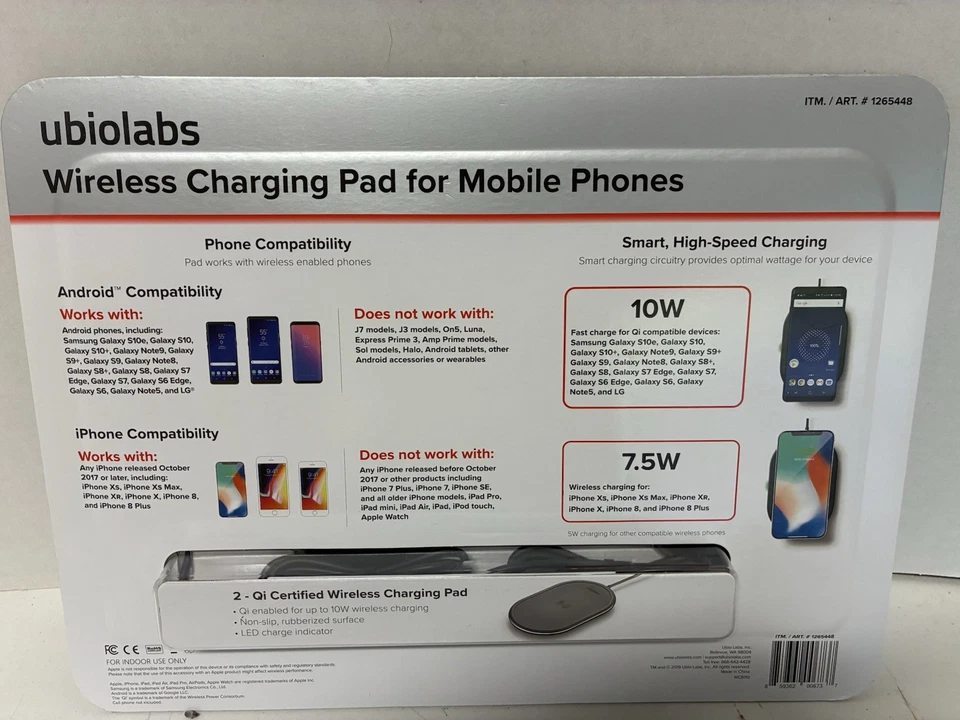 Ubiolabs Wireless Charging Pad For Cell Phones (2 Pack) Brand New 1265448 - Image 2 of 2