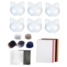 Kit de 6 masques de chat à faire soi-même, vierge, masque de chat vierge pour