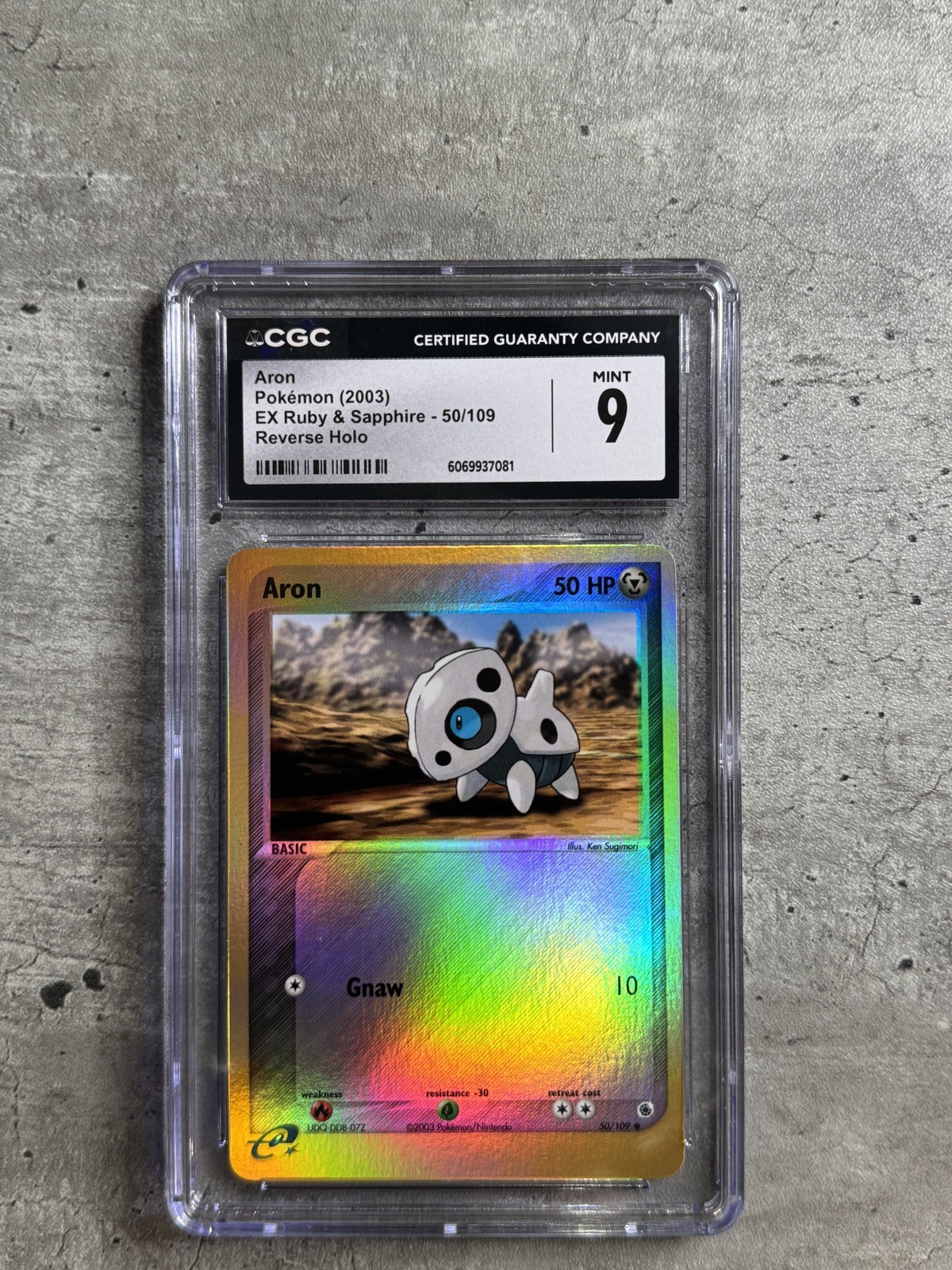 Pokemon Card Aron Rev Holo CGC 9 Mint, EX Ruby & Sapphire 50/109, 2003