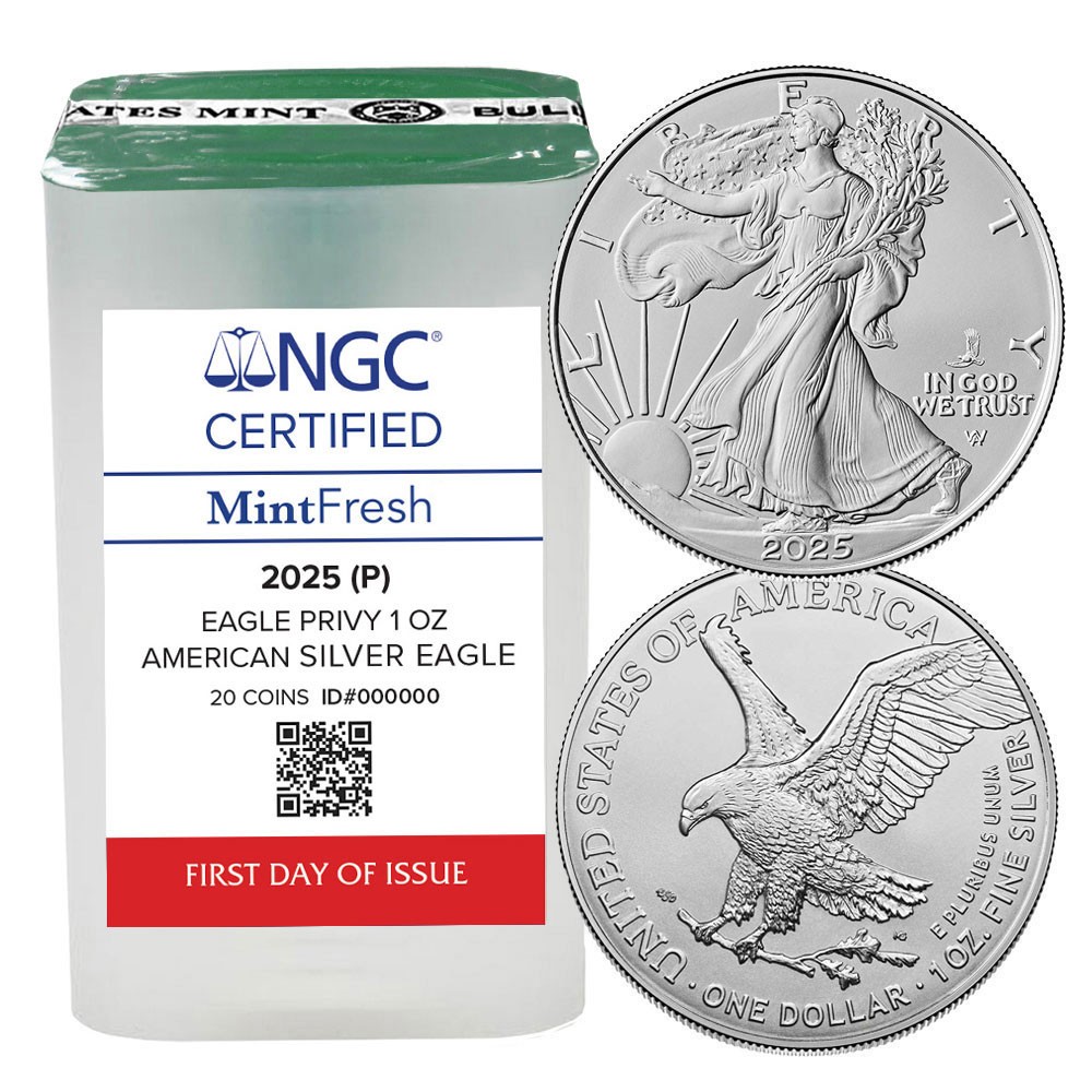 Roll of 20 - 2025 (P) $1 American Silver Eagle Eagle Privy NGC FDI