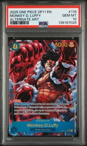 2025 One Piece OP11 EN Monkey D. Luffy Alternate Art #118 PSA 10