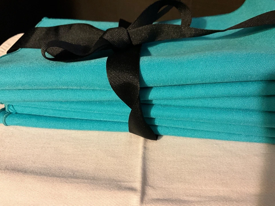 TURQUOISE  Poly Poplin Napkin  6- 20”x20” Cloth Napkins, Washable Napkins, - Image 2 of 2