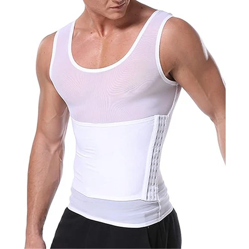 GILET DA UOMO BODY SHAPER SLIMMING PANCIA PETTO COMPRESSIONE T-SHIRT TANK TOP CINTURA - Foto 17 di 36