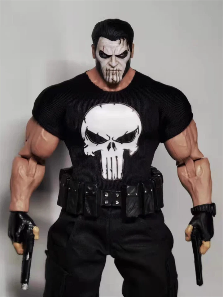 1/12 Soldado Camiseta Pantalones Traje para 6 pulgadas Punisher Frank Castle Figura Sin Figura Foto 4 de 4