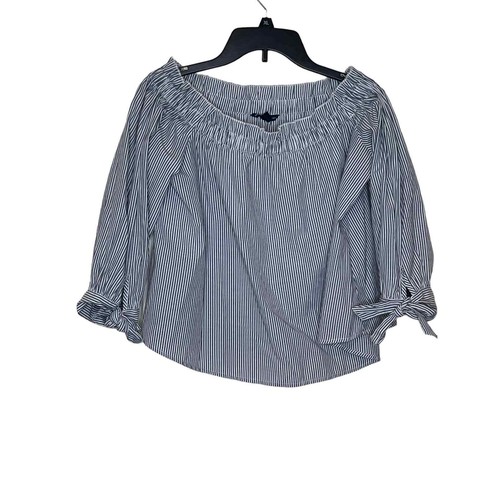 American Eagle Woven Striped Off The shoulder Flowy Top Ties Sleeve Medium Women