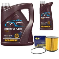 MotoröL Set Mannol 5W-30 Ceramic Plus 6 Liter + ÖLfilter FüR Nissan X-Trail 2.2