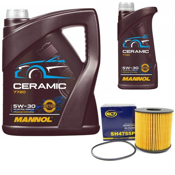 MotoröL Set Mannol 5W-30 Ceramic Plus 6 Liter + ÖLfilter FüR Nissan X-Trail 2.2-image