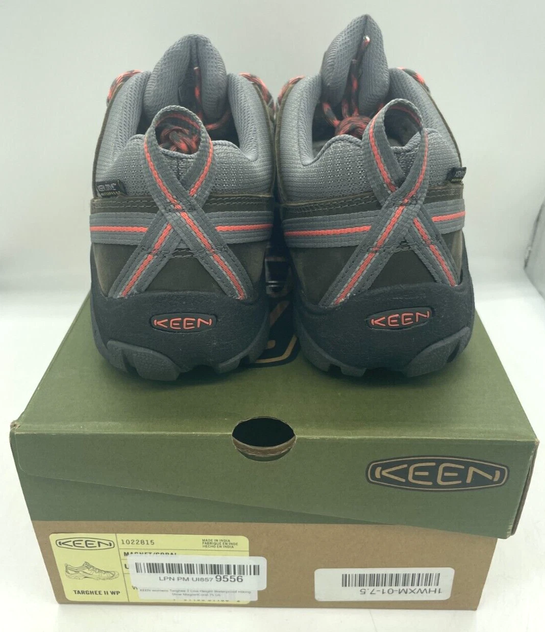 Keen Targhee II Low Height Waterproof Hiking Shoe Magnet Grey Coral US Size 7.5