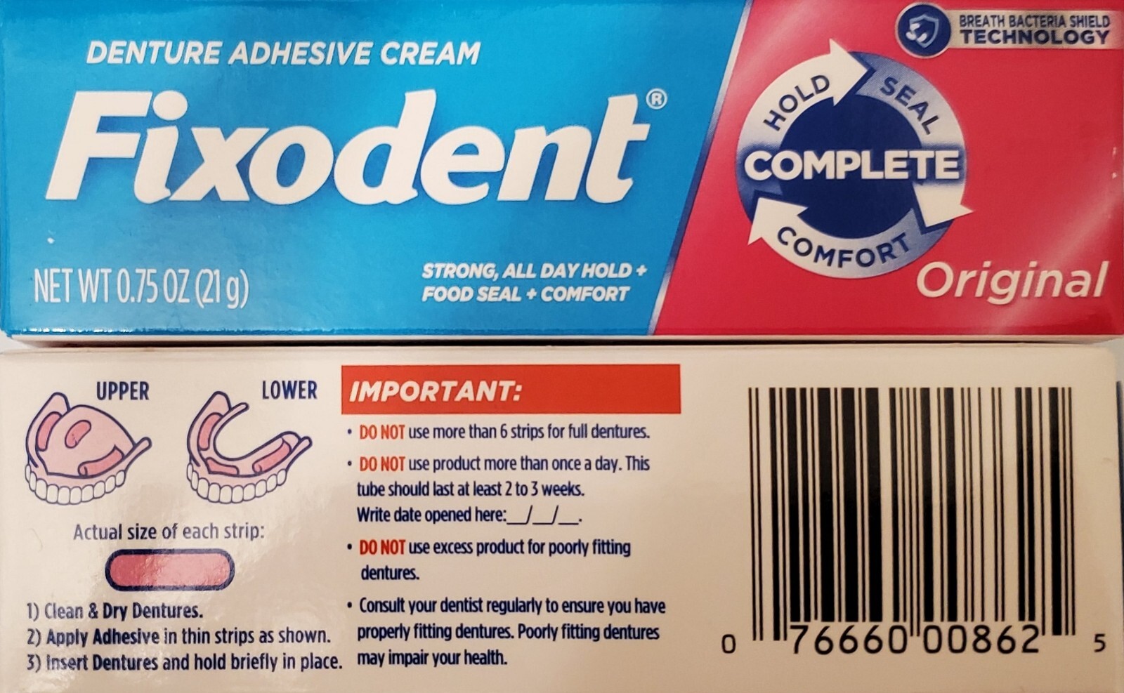 NEW Fixodent Denture Adhesive Cream Original 0.75 oz. 76660008625 eBay