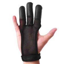 Archery 3 Fingers Tab Cow Leather Glove Arrow Guard for Compound Bow Shooting