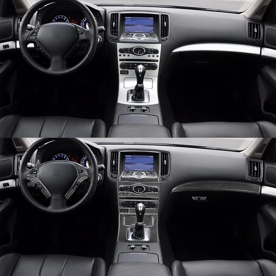 Kits completos interiores de fibra de carbono real de 30 piezas molduras para Infiniti G35 G37 sedán 07-13 Foto 4 de 4