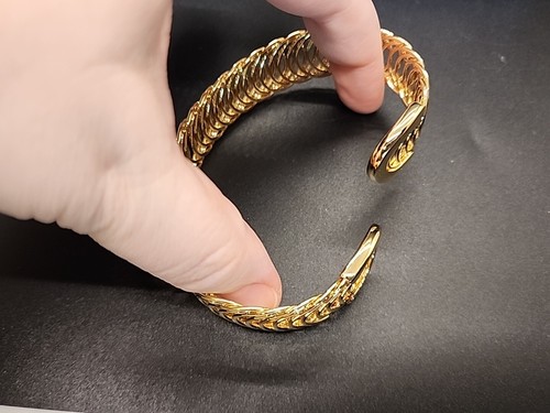 Moda Al Massimo 18k Gelbgold plattiert Bronze Panzer Armreif Armband 8" - Bild 3 von 7