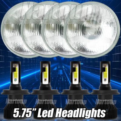 4PCS 5 3/4'' 5.75'' LED Headlights 6500K HI/LO For Dodge Challenger 1970-1974