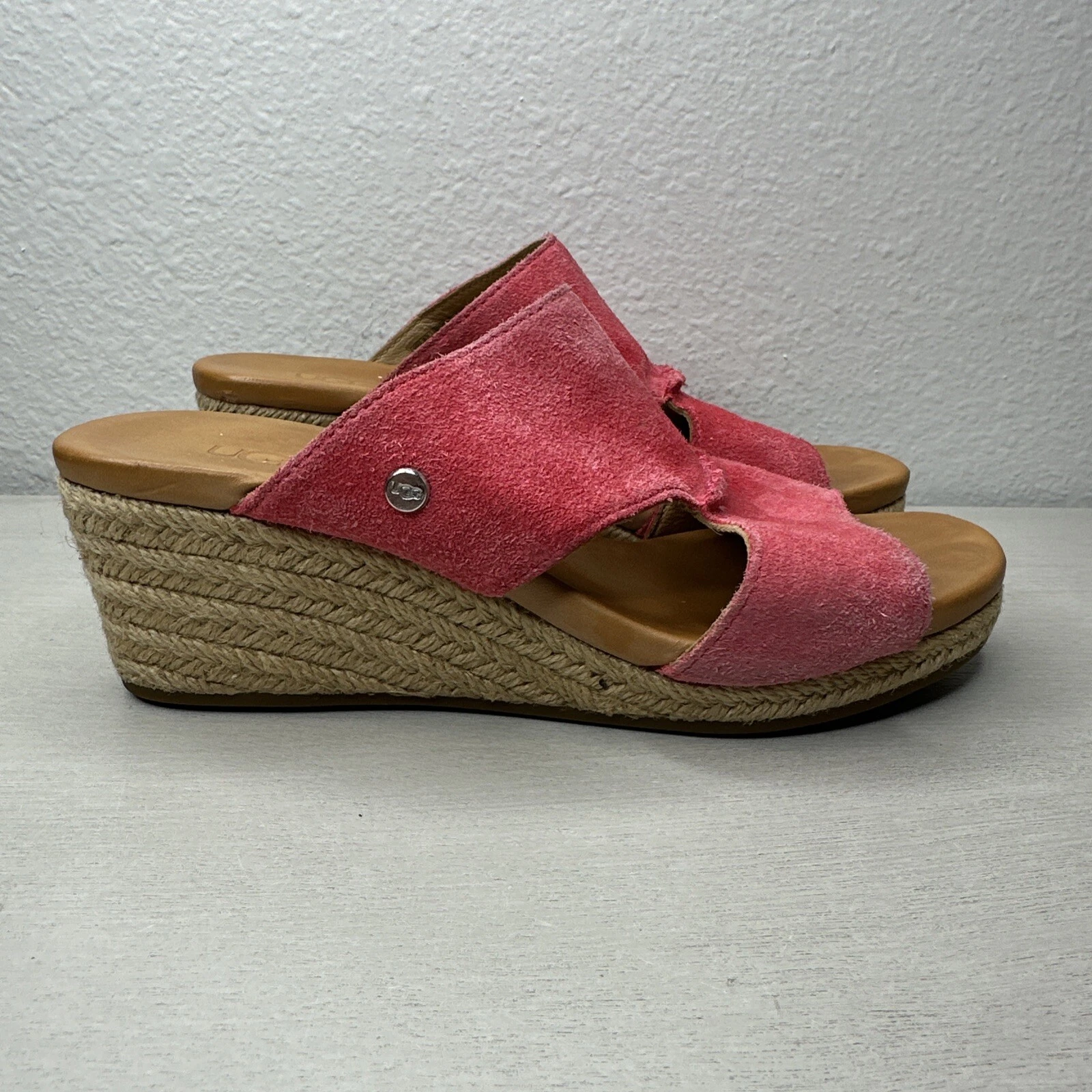 Scarpe sandali donna UGG Eirene scamosciati fragola zeppa misura 5 5