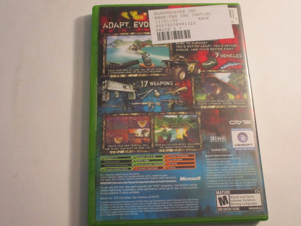 Far Cry: Instincts (Microsoft Xbox, 2005) No Manual, Acceptable Condition. - Image 3 of 3