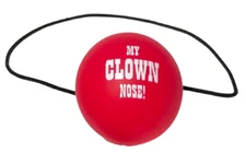 MY CLOWN NOSE Words Red Plastic Ball Costume Circus Collector Elastic Kids Funny