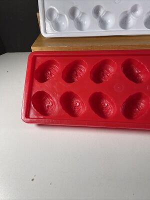 2X ICE SHAPERS 1990's Vintage SANTA & SNOWMEN Ice Cube Trays Mold