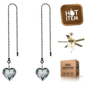 2 Pack Crystal Heart Prisms Pendant Lighting Ceiling Fan Pull