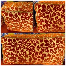 Pillow Cover Rectangular Velvet Look Leaves With Zipper 24" L x 12" W x 5" D
