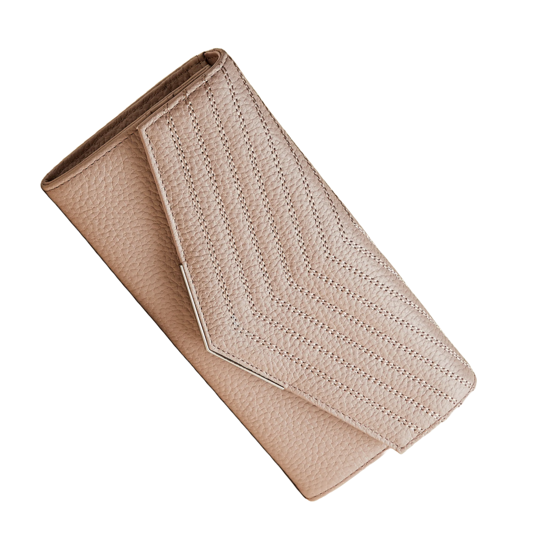 TED BAKER Purse Pale Pink Leather Wallet Kkattie Quilted Flap