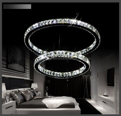 LED Pendant Light Luxury Large K9 Crystal Clear Chrome Rings A Economical 3210D