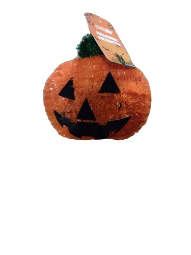 Halloween black & orange pumpkin hanging decoration  6 inches by 6 in.