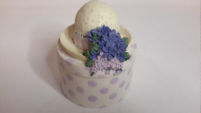 Purple Hat Box Trinket Dish with Lid 3'' x 4''