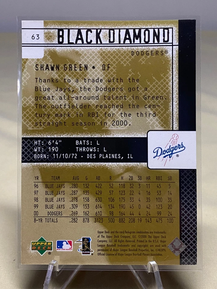 2001 Upper Deck Black Diamond Rookie Edition - #63 Shawn Green - Image 2 of 2