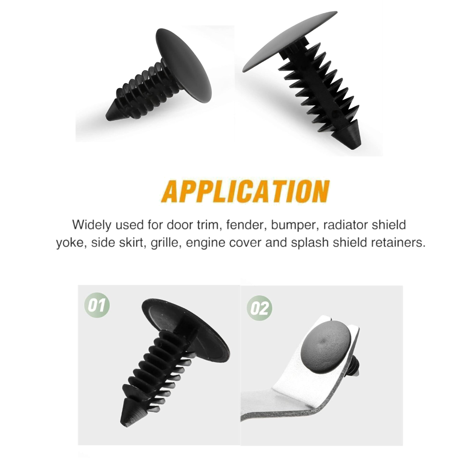 100×tree shaped Bumper Clips Auto Car Hole Rivets Fastener Fender Push Pin 8MM