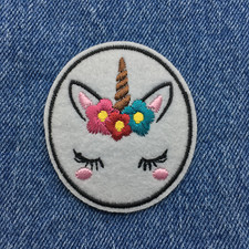 Embroidered Iron On Unicorn Patch Fantasy Blushing Flowers Ships Free From The U