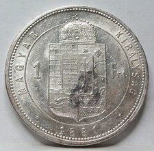 HUNGARY AUSTRIA 1 Forint Florin 1881 About UNC Silver Franz Joseph Gulden #E70