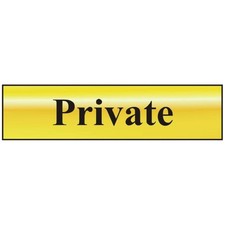 Image of AS4722 - ASEC `Private` 200mm x 50mm Gold Self Adhesive Sign - 1 Per Sheet