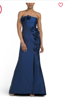 TERANI COUTURE Strapless Floral Applique Gown With Side Slit Size:4 NWT |  eBay