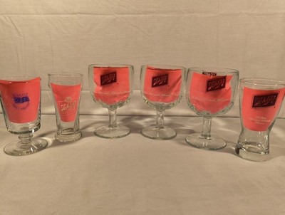 Vintage Schlitz Beer Glassware Lot (6) Goblet (3) Pilsner (2) Pedestal (1)