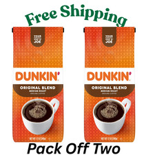 Pack Of 2 Dunkin Original Blend Ground Coffee, Medium Roast, 12 Oz Bag