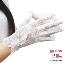 Women's Wedding Gloves, Short White Lace Glove for Tea Party, Custume, Opera,