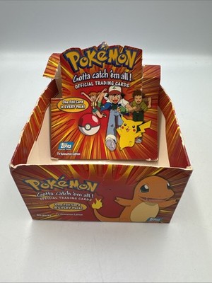 pokemon topps series 1 booster box 1999 Topps Pokémon TV Series 1 EMPTY DISPLAY Booster Box Vintage Blue Logo