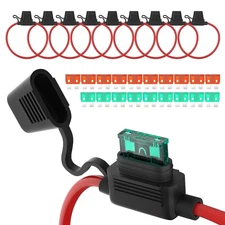 Inline Fuse Holder 12V Waterproof, 30A  40A Blade Fuses, 10pcs