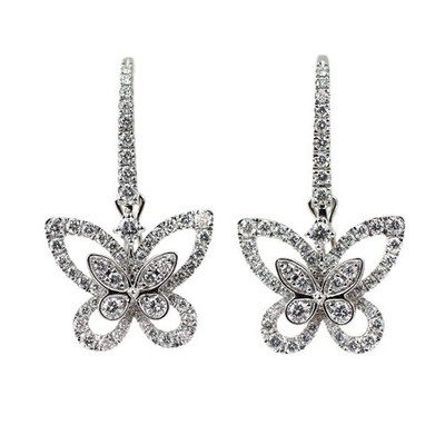 GRAFF K18WG Butterfly Silhouette Diamond Earrings - Auth free shipping from Japa