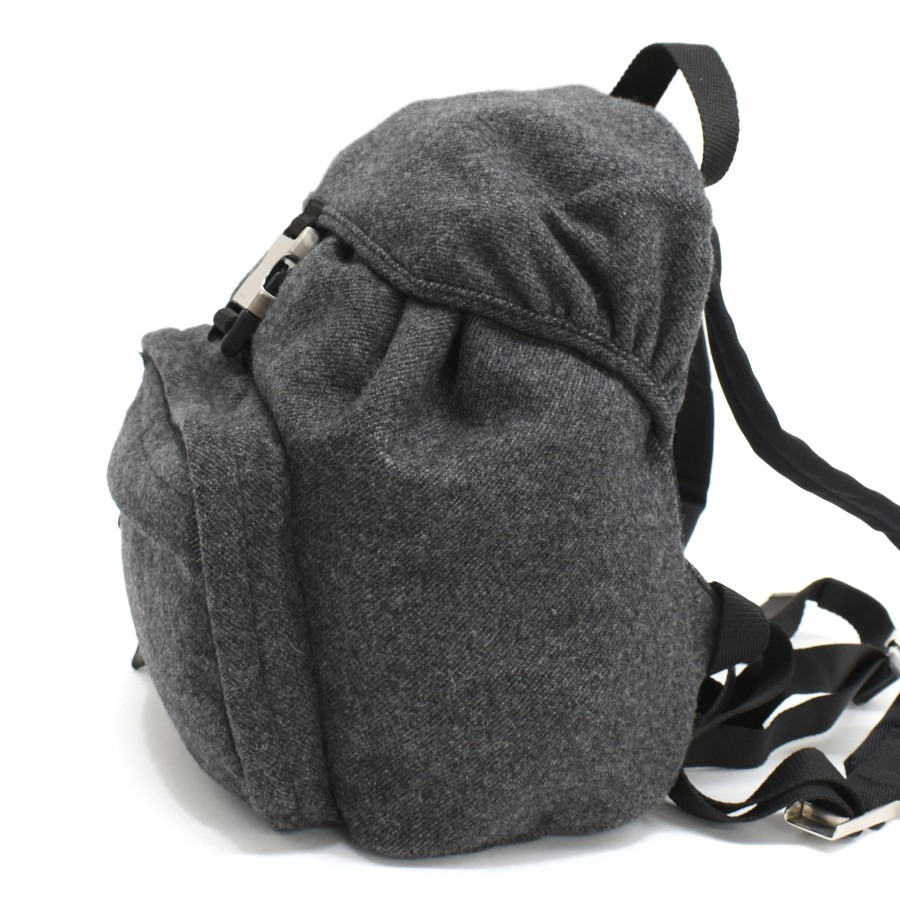 PRADA Mini Backpack V203 FELTRO Wool Gray Triangle Logo Plate PRADA from japan thumbnail 2