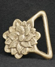 WD03118 GREAT VINTAGE 1970s FLOWER SOLID BRASS ARTWROK FASHION BELT BUCKLE