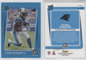 2021 Panini Donruss Optic Rated Aqua Prizm /299 Chuba Hubbard #225 Rookie RC
